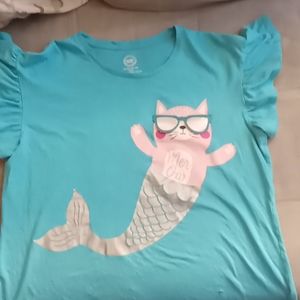 Blue cat mermaid shirt